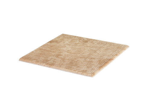 Клинкерная угловая ступень с насечками Paradyz Ilario, Beige, 300×300×11 мм - «Компания Камнеград»