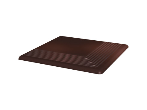 Клинкерная угловая ступень с насечками Paradyz Cloud, Brown гладкая, 300×300×11 мм - «Компания Камнеград»